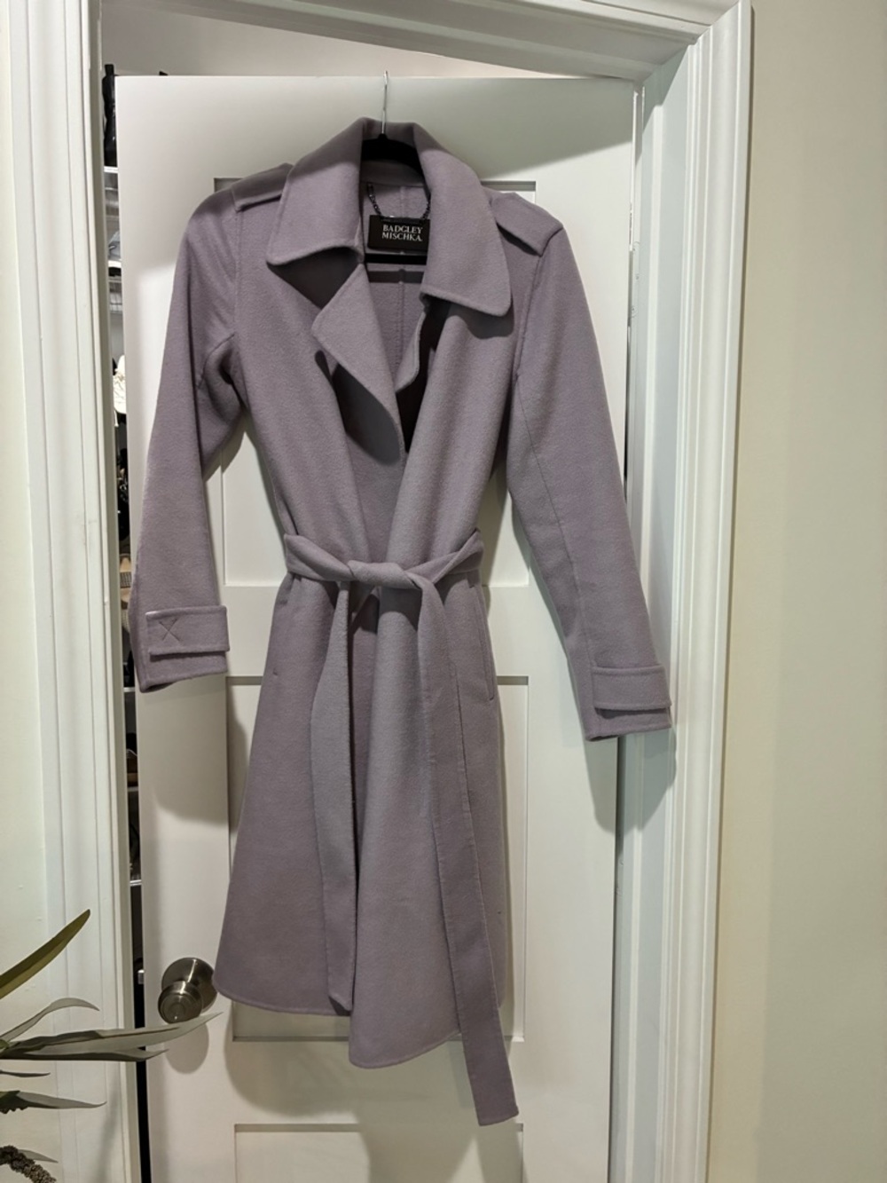 Badgley Mischka Purple Wool Trench Coat - Picture 4 of 8